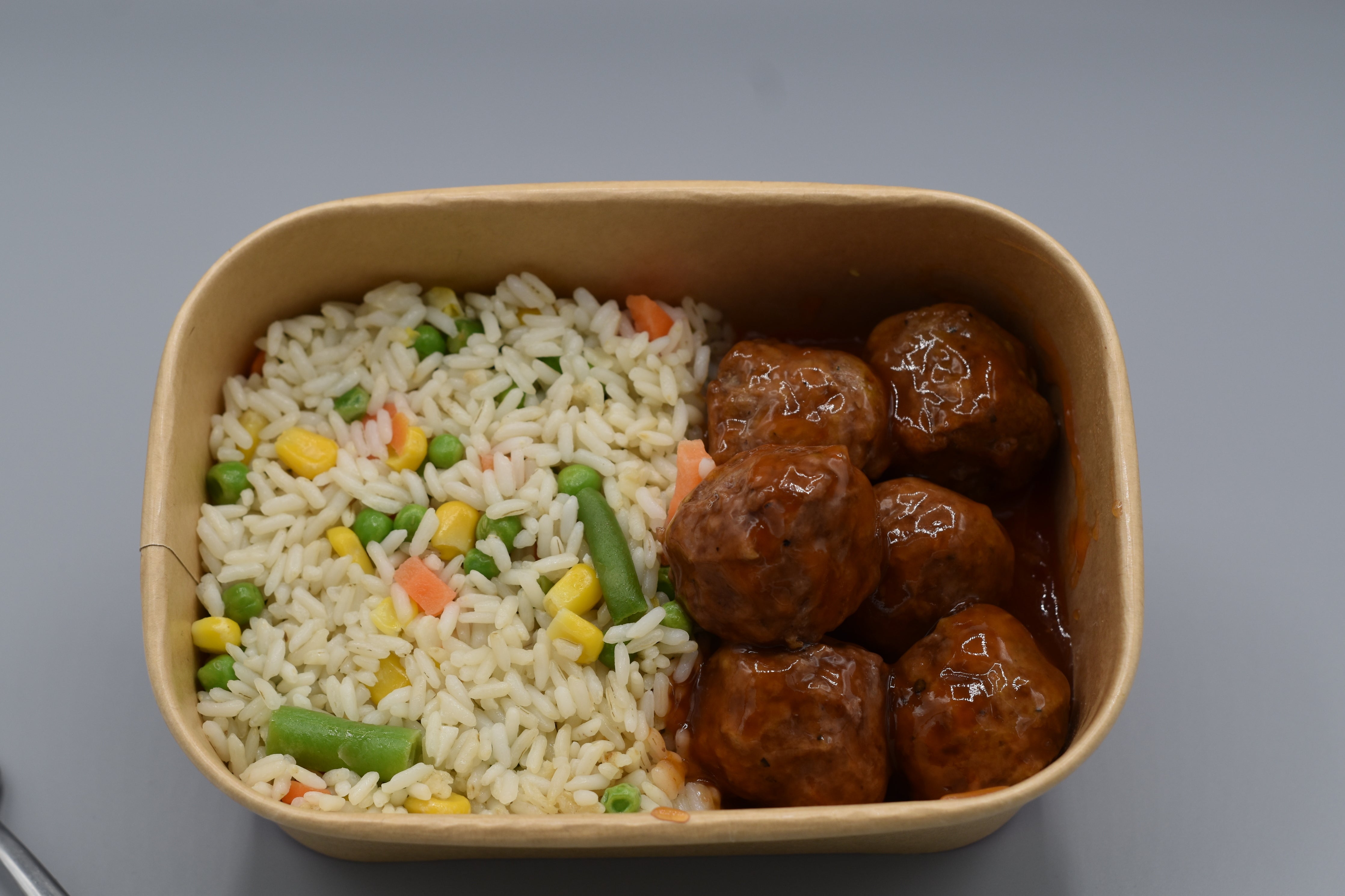 Chilli Meatballs with Rainbow Rice