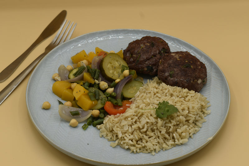 Fiber Burger with Mediterranean Veg